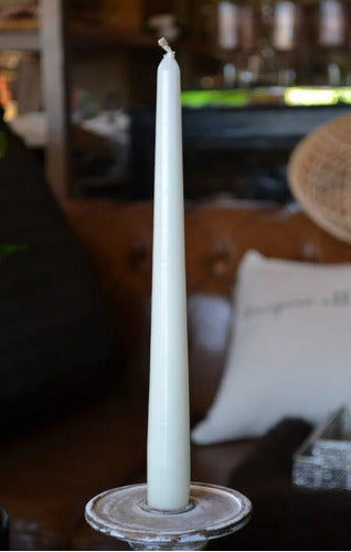 Pack of 18 Conical Candles for Candelabra in Natural Ivory Color 25cm 0