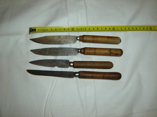 Set of 4 Vintage French Carbon Steel Knives 1