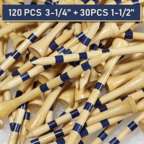 Huaen Golf Tees Bamboo Tees 150 Pack 3-1/4 Inch 6