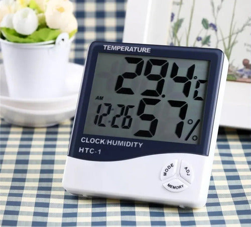 Termohigrómetro Digital Temperatura Humedad Sensor Con Reloj 4