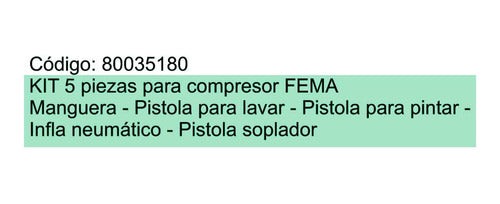 Fema Kit 5 Piezas Compresor Manguera + Set Pistolas Pintar Aire 1