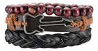 Burdah Braided Leather Bracelet Set with Guitar Beads 3 in 1 0