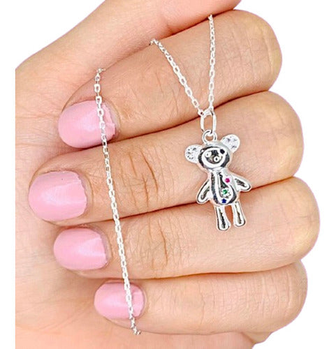 Silver Rolito Set with Bear Cross Pendant Ideal for Girls Kit 054-1 0