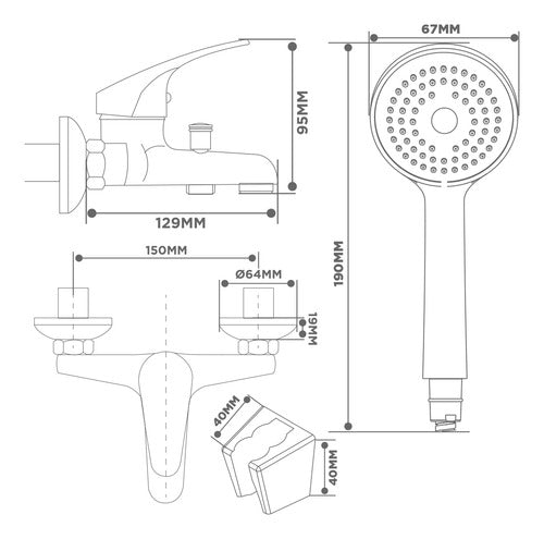 Krümm Acqua Monocomando Ducha Ext Cromo (KR-AQ200-DE) 7