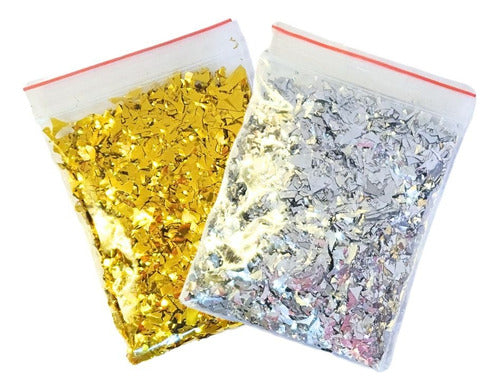 EpoxyCraft Glitter Escarcha Kit X2 5g Dorado Y Plateado Resina Uñas 0