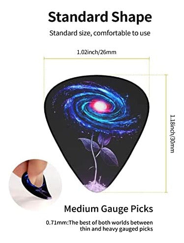 South Feather Cool Guitar Picks 12-Pack Medium with Leather Pick Holder 3