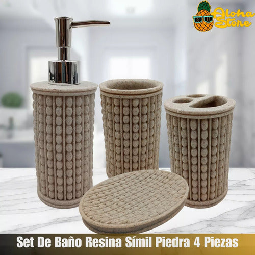 Black Resin Bathroom Set 4 Pieces Soap Dish Brush Dispenser Cup 10