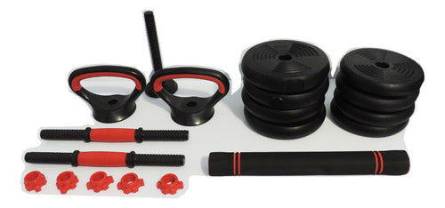 Mancuernas Set with Coated Discs + Push Ups 15 Kg 0