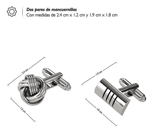 Conjunto De 2 Conjuntos De Punhos E Laços Prateados 2