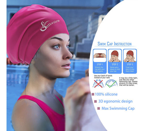 XL Waterproof Swimming Cap for Long Hair Dreadlocks Braids etc Purple 4
