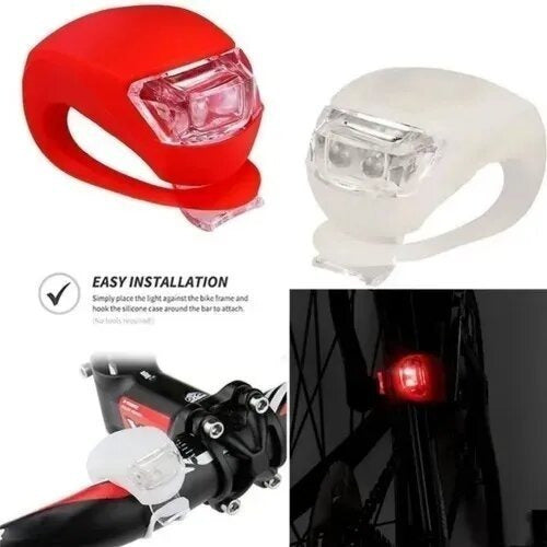 Timalo Silicone LED Bicycle Light Kit White + Red Batteries Included 7