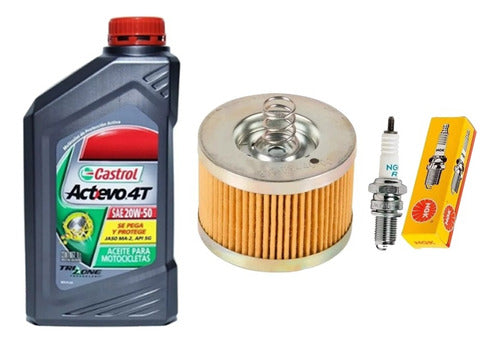 Kit Service Yamaha Fz Fi Castrol + Filtro Aceite + Bujia Ngk 0