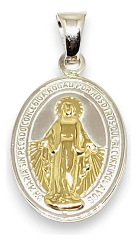 Oval Silver and Gold Miraculous Medal Pendant 0