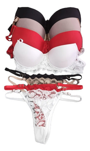Pack of 2 Lace Push-Up Bra Sets with Adjustable Straps A180 0