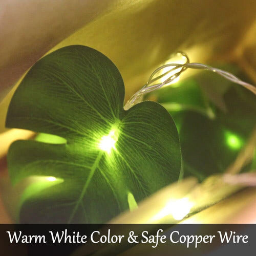 Fielegen 20 LED String Lights Monstera Leaves, Palm Leaves 5