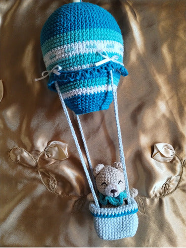 Crochet Teddy Bear Birth Kit with Customizable Hot Air Balloon Mobile 4