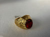 Donna Anillo Hombre Acero Quirúrgico Piedra Roja Color Oro Bombe 1