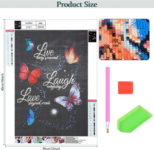 Clabby 5D Diamond Painting Kit Live Love Laugh DIY 30x40cm 1