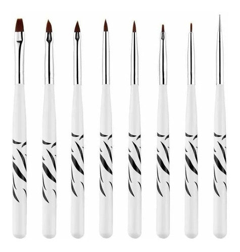 Set of 8 Brushes for Nail Art Sculpted Nail Decoration Deco 0