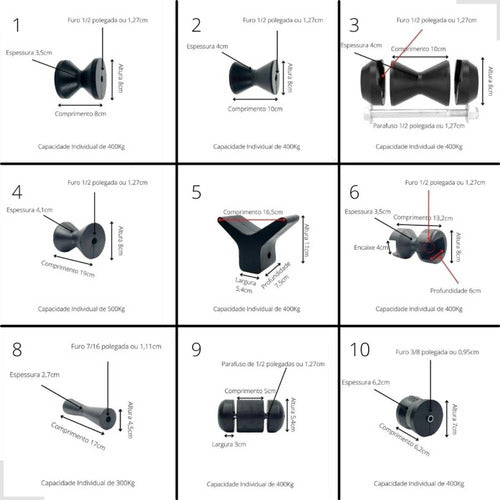 Kit 10 Stopper Berço Apoio Y Borracha Para Reboque Jet Ski 7