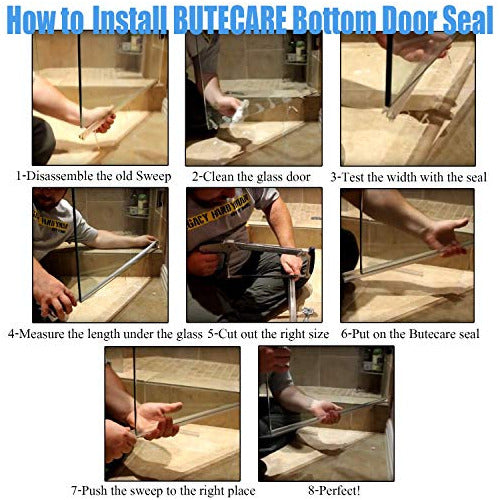 2-Pack Butecare Frameless Shower Door Bottom Seal 9.5mm X 99cm 6