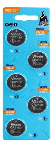 Vinnic 5 X CR2450 Button Batteries 3V 0