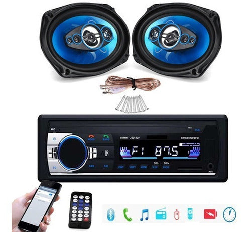 Radio Para Auto + Parlantes 6x9 Bluetooth Control 0