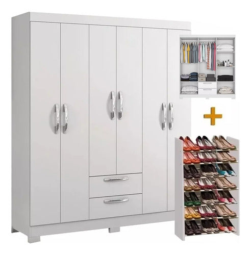 Compramas Wardrobe with 6 Doors, 2 Drawers + Shoe Rack 1