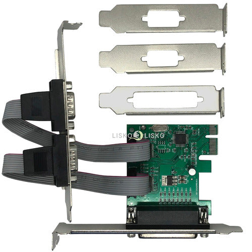 Kit C/ 3 Placa Pci Express X1 2 Seriais 1 Parale Low Profile 1