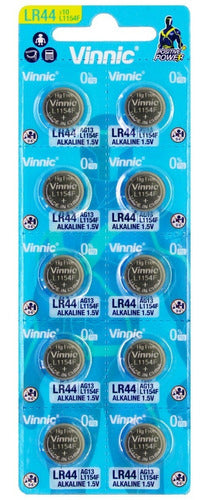 Vinnic 10 X LR44 Alkaline Batteries L1154F AG13 A76 0