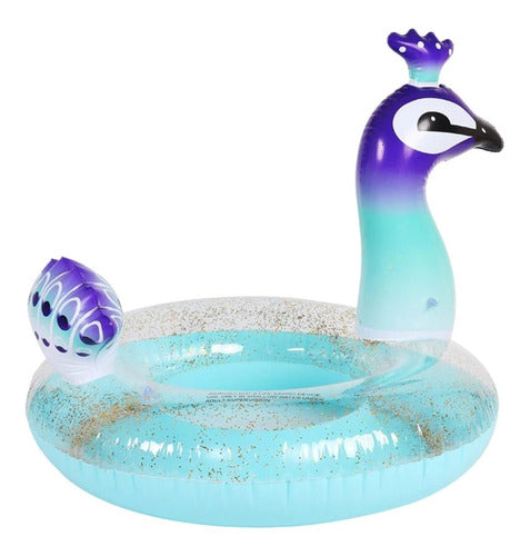 Shiny Peacock Pool Float Glitter Kids Lifebuoy 1