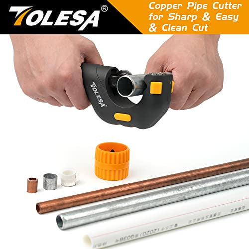 Tolesa Pipe Cutter Tool 3/16-2 Inch(5-50mm) Heavy Duty Metal Pipe Cutter With Deburring Tool Pipe Reamer Sharp Copper Tube Cutter Speed Cutting Tubing Cutter For Stainless Steel Aluminum Brass Pipe 6