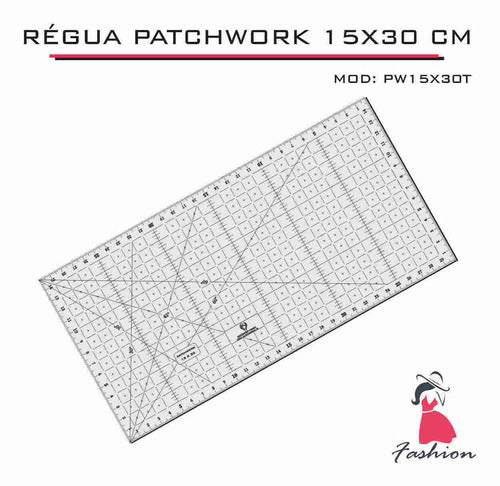 Régua Patchwork Scrapbook Corte Artesanato 15x30 Cm - Fenix 4