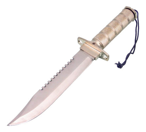 Silver Rambo Style Knife with Tactical Survival Accessories 0