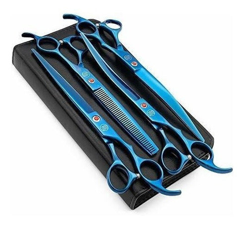 Set De Tijeras Para Peluqueria Canina 8 Pulgadas Azul 0