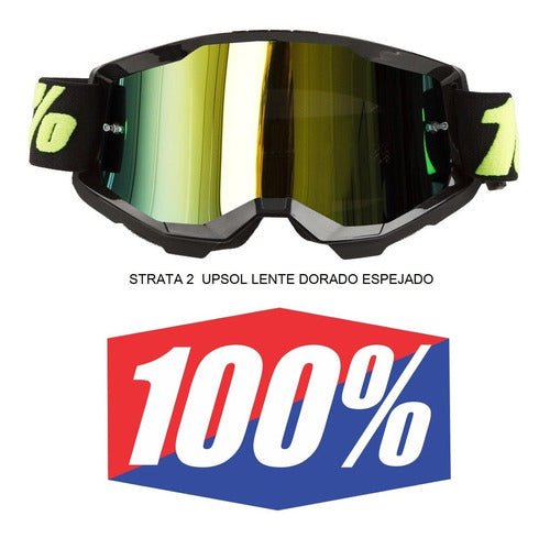 100% Strata 2 Upsol Mirrored MX UTV ATV Dompa 1