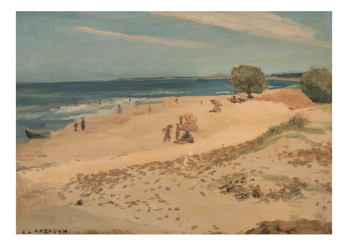 Carmelo De Arzadun - Playa Y Amistades - Lámina 45x30 Cm 0