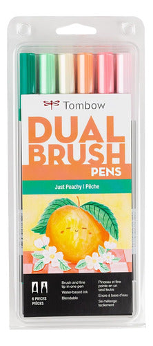 Tombow Just Peachy Double-Ended Brush Markers Set of 6 0