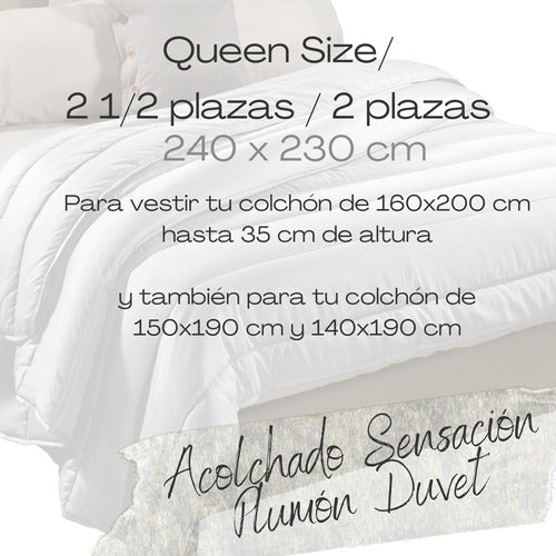 Oregon Plumón Queen Size Sensación Duvet Acolchado Edredon Blanco 1