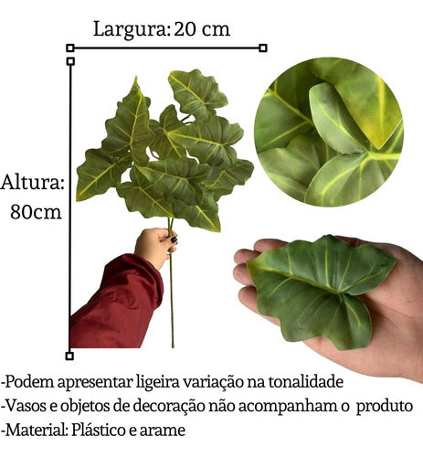 6 Plantas Artificiais Alta Qualidade Haste Grande Caladium 1