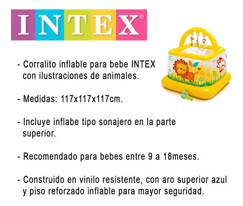 Corralito Bebe Inflable Intex Baby Gym 117x117cm Cuadrado 3