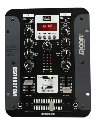 Consola Mixer Dj Moon Mdj 206 Usb 2 Canales Mp3 3