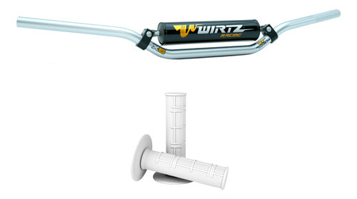 Wirtz Manubrio X6 22mm Alto Plateado + Puños Blancos 0