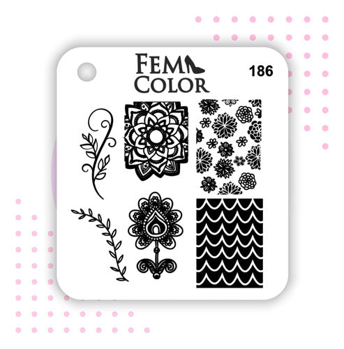 Placa De Stamping Acrilico Lefemme Mod 186 Flores 0