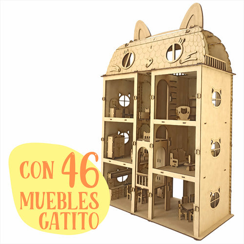 Casa Casita De Muñecas Gatito Purrfect Con Instrucciones 1