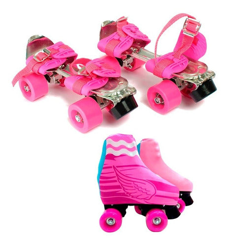 Pro Class Extendable Roller Skates Pink Size 28 to 41 + Boot Covers Size 35 to 41 0