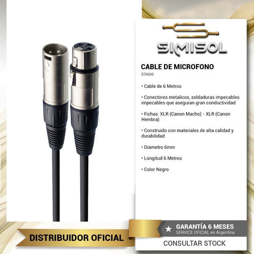 SIMISOL Pack X6 Cable XLR (Cannon) Microfono Balanceado - 6 Metros 1