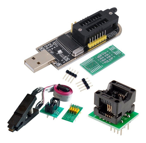 CH341A Programmer + Cable + Clip + SOIC8 Adapter 200mil Gtia 0