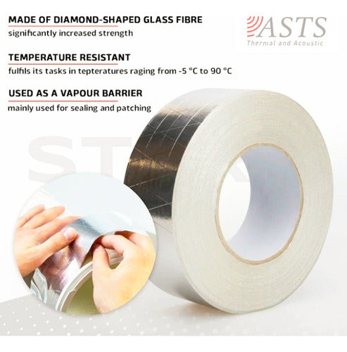 Asts Cinta Aluminizada Reforzada Tramada 75mm x 50m 90mic Lana 1