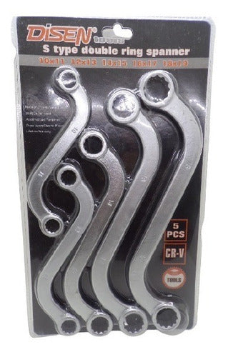 Bagdad Productos Curved S-Type Serrated Wrench Set 5 Pcs 10 to 19 1